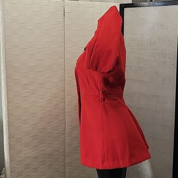 IRIS BASIC COAT NOTCH LAPEL DOUBLE BREASTED FIT & FLARE COAT - Picture 9 of 15